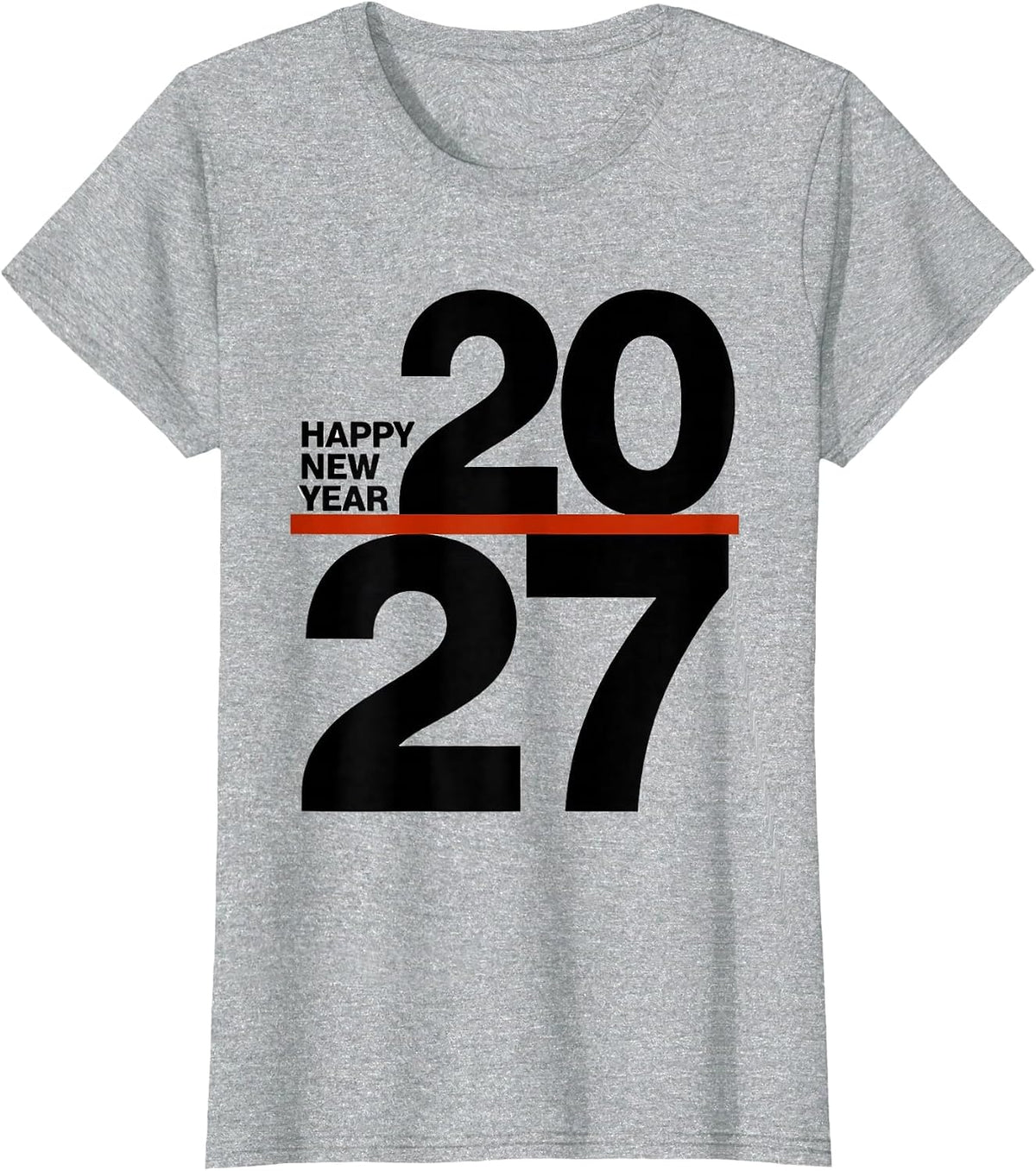Women's Happy New Year 2027 Minimalist Party Host Family Matching T-Shirt - Heather Grey