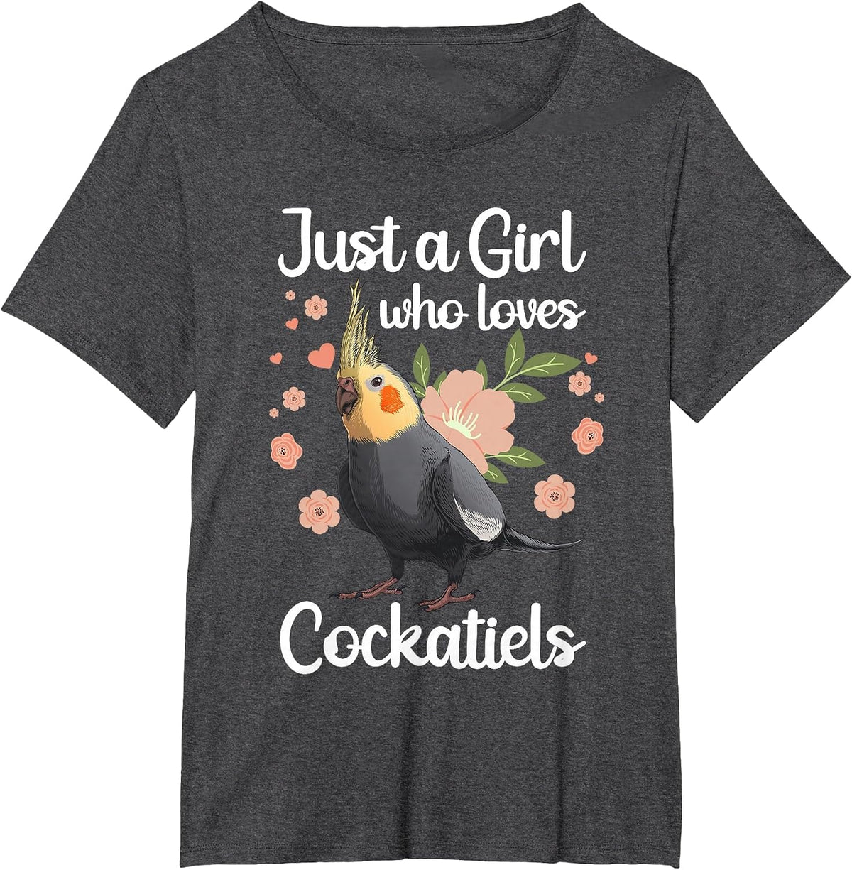 Cool Cockatiel Art for Girls Women Parrot Cockatiel Lover T-Shirt - Dark Heather Grey