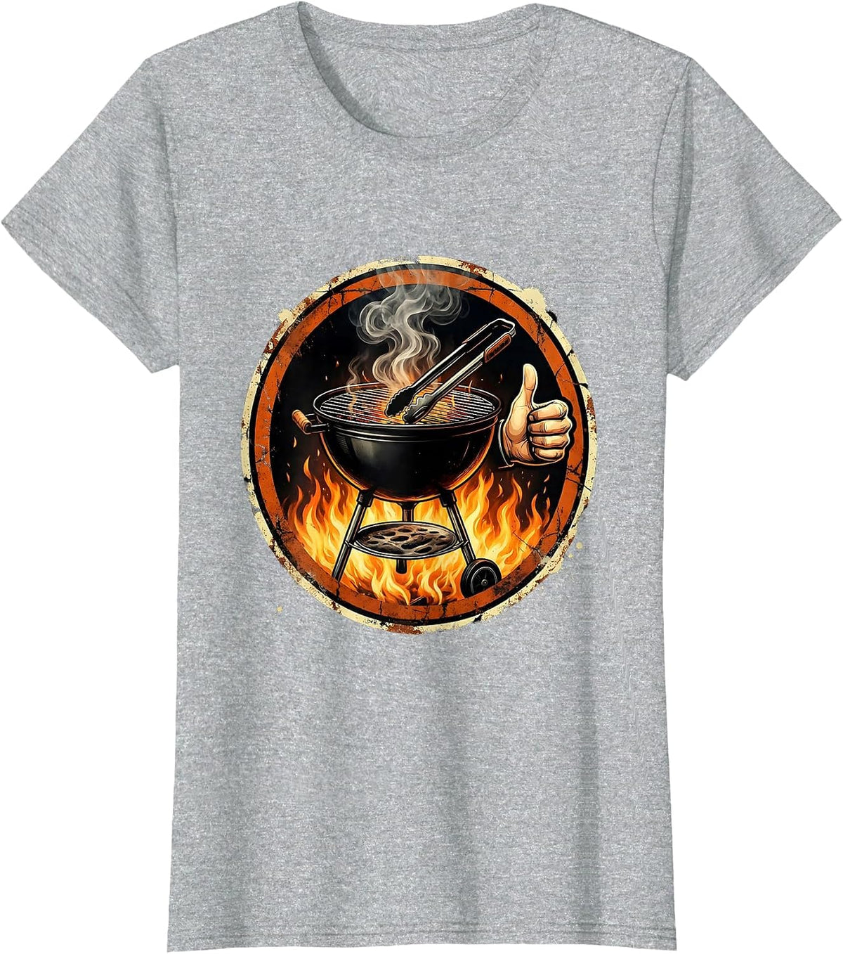 Dad Thumbs Up Backyard Barbecue Illustration T-Shirt - Heather Grey