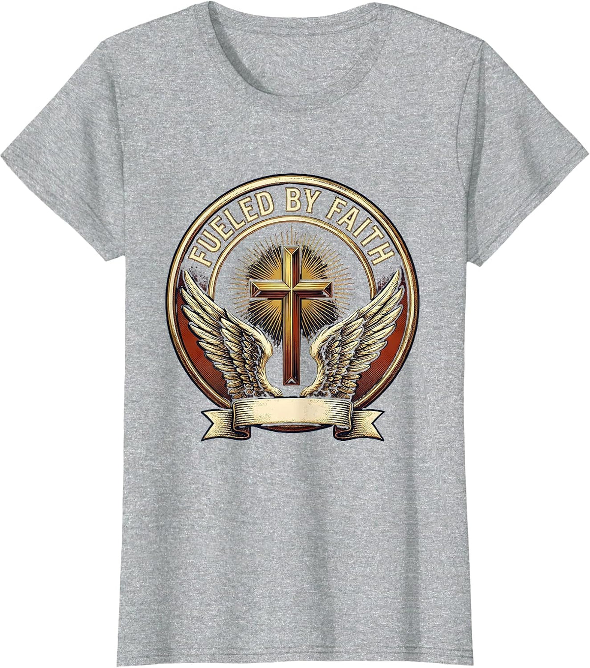 Women's Fueled By Faith Faith Over Fear Design T-Shirt - Heather Grey