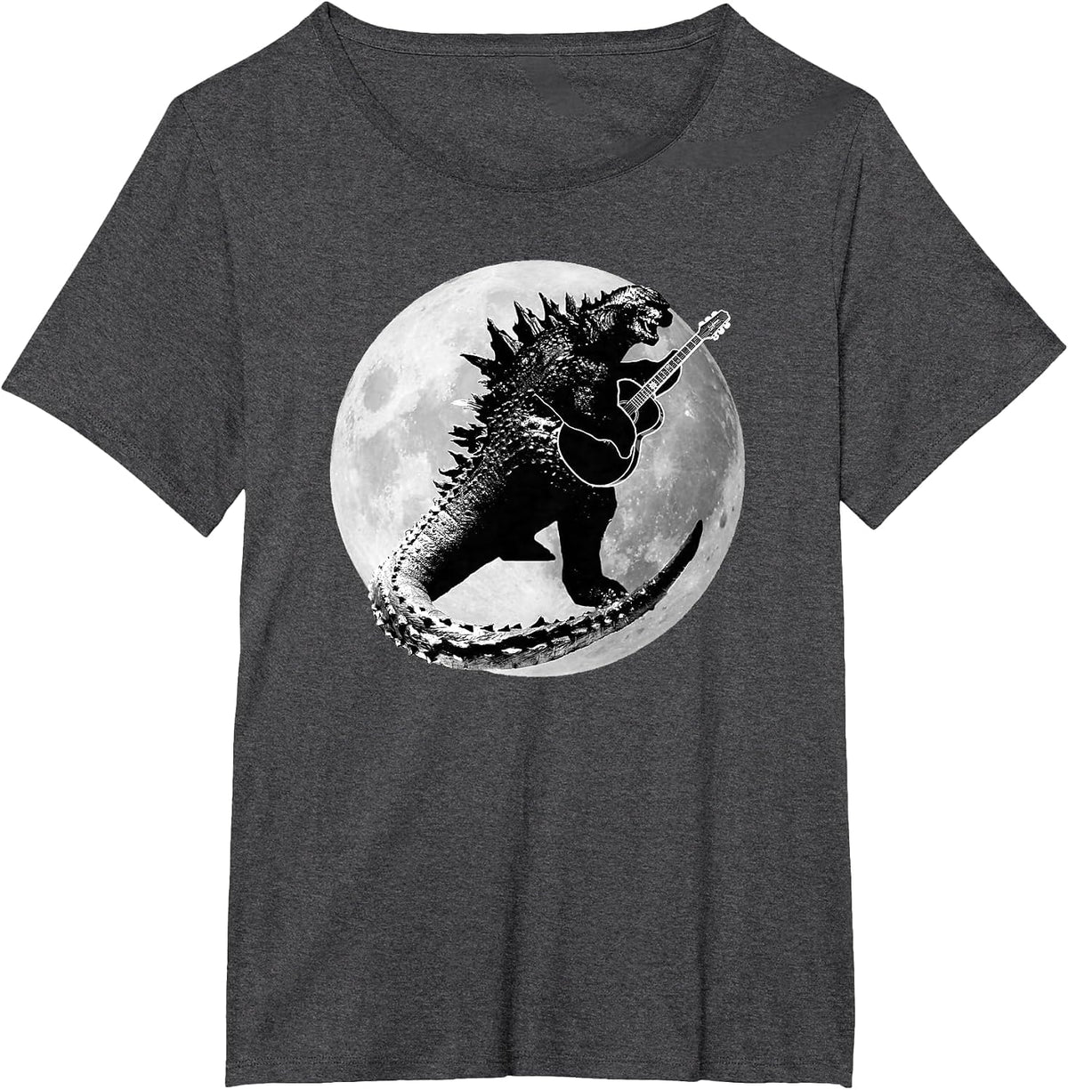Dinosaur Playing Guitar Electric Acoustic Led Rock T-Shirt T-Shirt - Dark Heather Grey