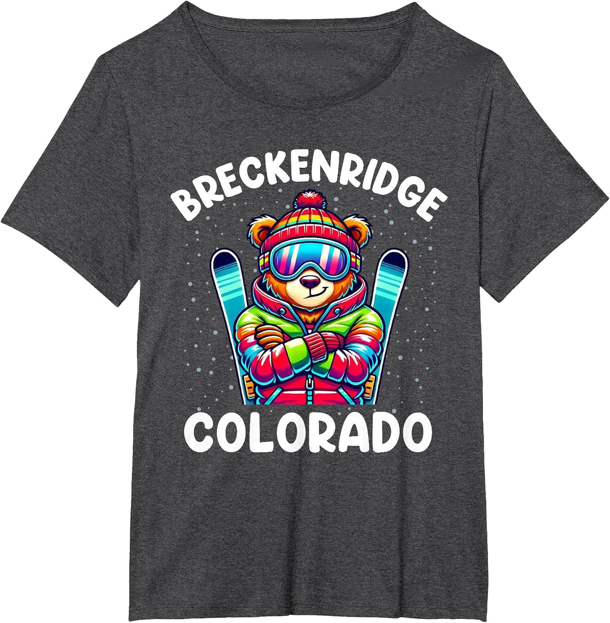 Breckenridge Colorado Ski Family Trip Cute Bear for Kids T-Shirt - Dark Heather Grey