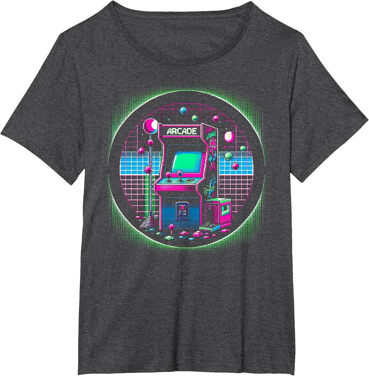 Classic 1980s Arcade Design T-Shirt - Dark Heather Grey