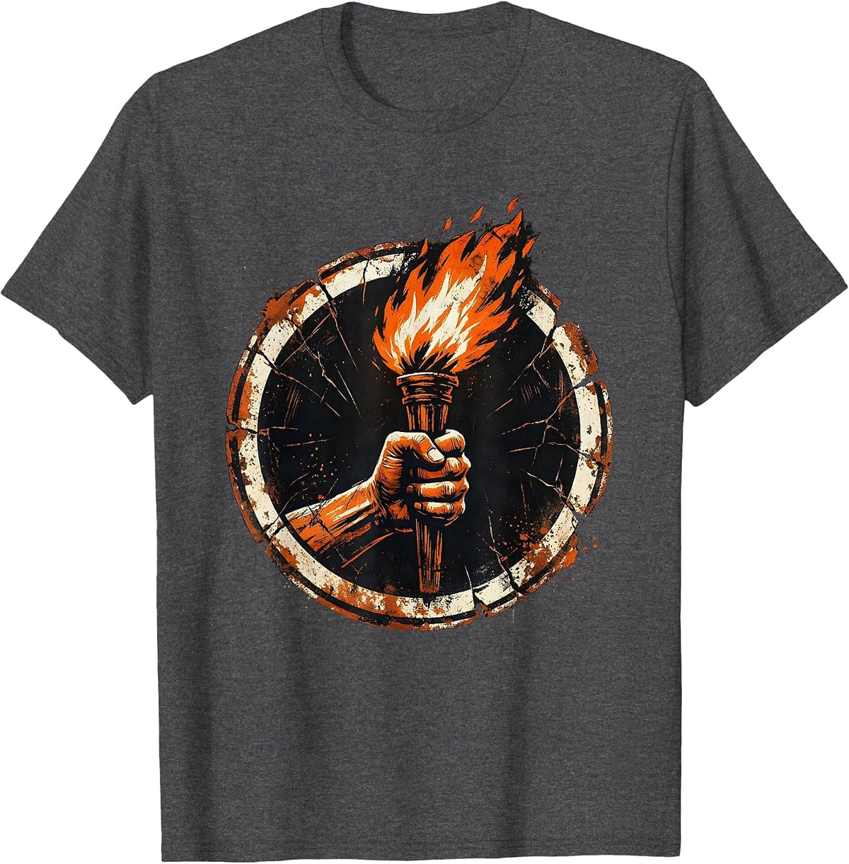 Men's Faith Over Fear Torch Bearer Graphic Design T-Shirt - Dark Heather Grey