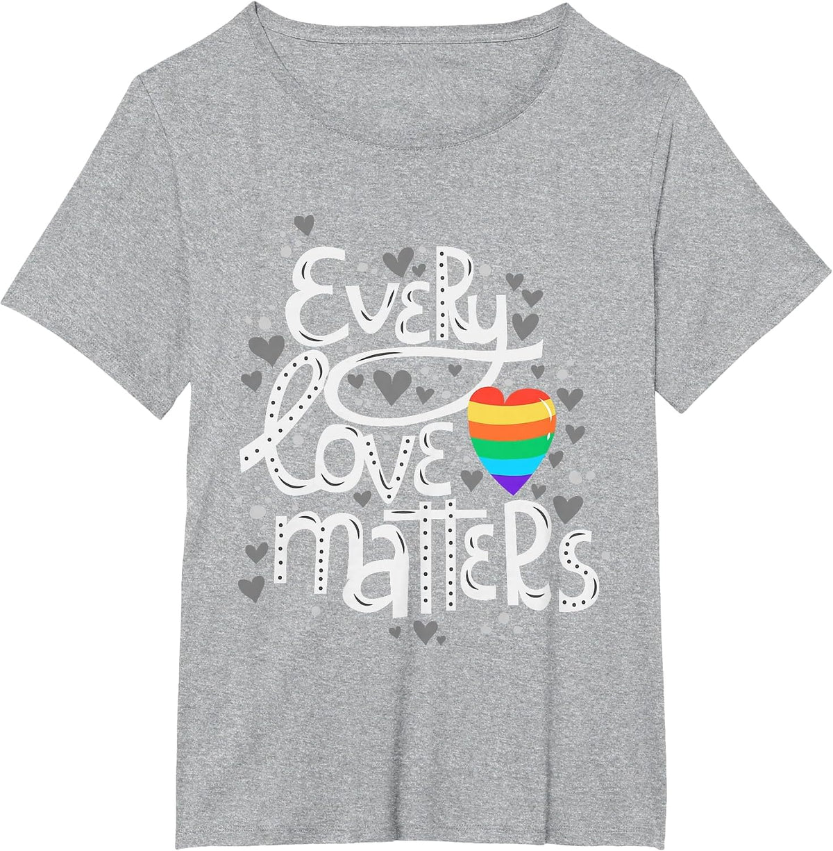 Cute Every Love Matters LGBT Valentine Adult Gay Lesbian T-Shirt - Heather Grey