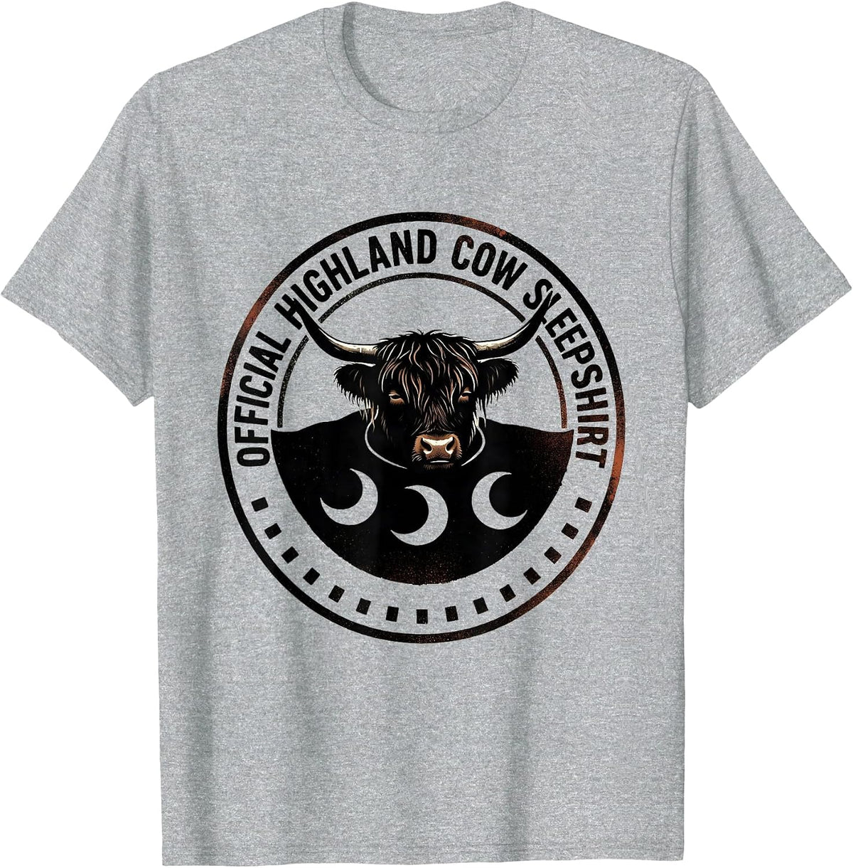 Men's Official Highland Cow Sleepshirt Funny Cozy Cute Animal T-Shirt - Heather Grey