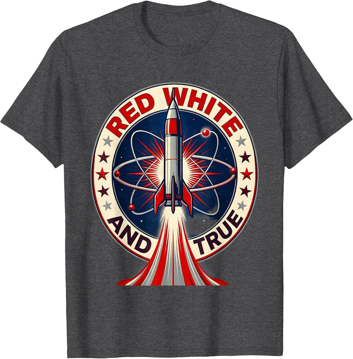 Red White and True USA Patriotic Design T-Shirt - Dark Heather Grey