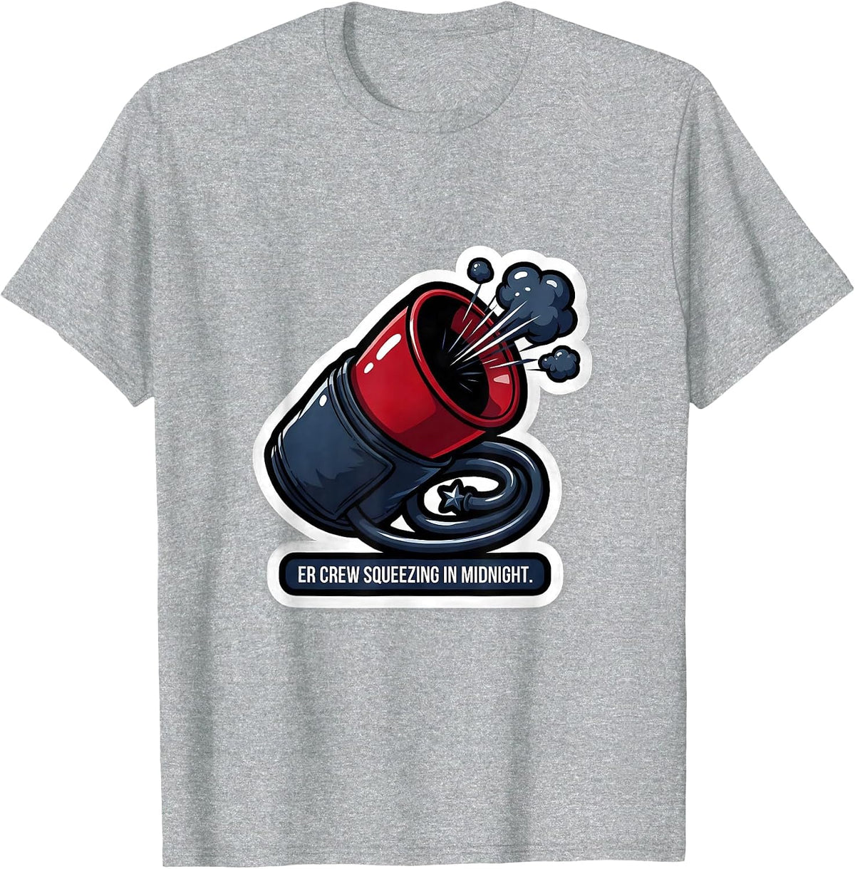 Men's ER Crew Squeezing In Midnight Funny Nurse Crew New Years Eve T-Shirt - Heather Grey