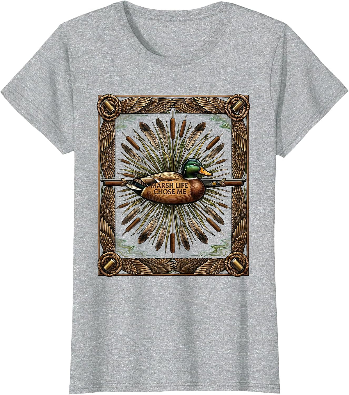 Marsh Life Chose Me Duck Camo Design T-Shirt - Heather Grey