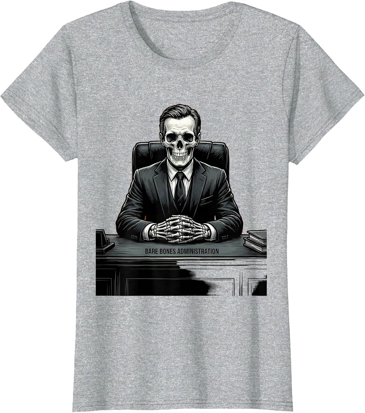 Women's Bare Bones Administration Halloween Principal Design T-Shirt - Heather Grey
