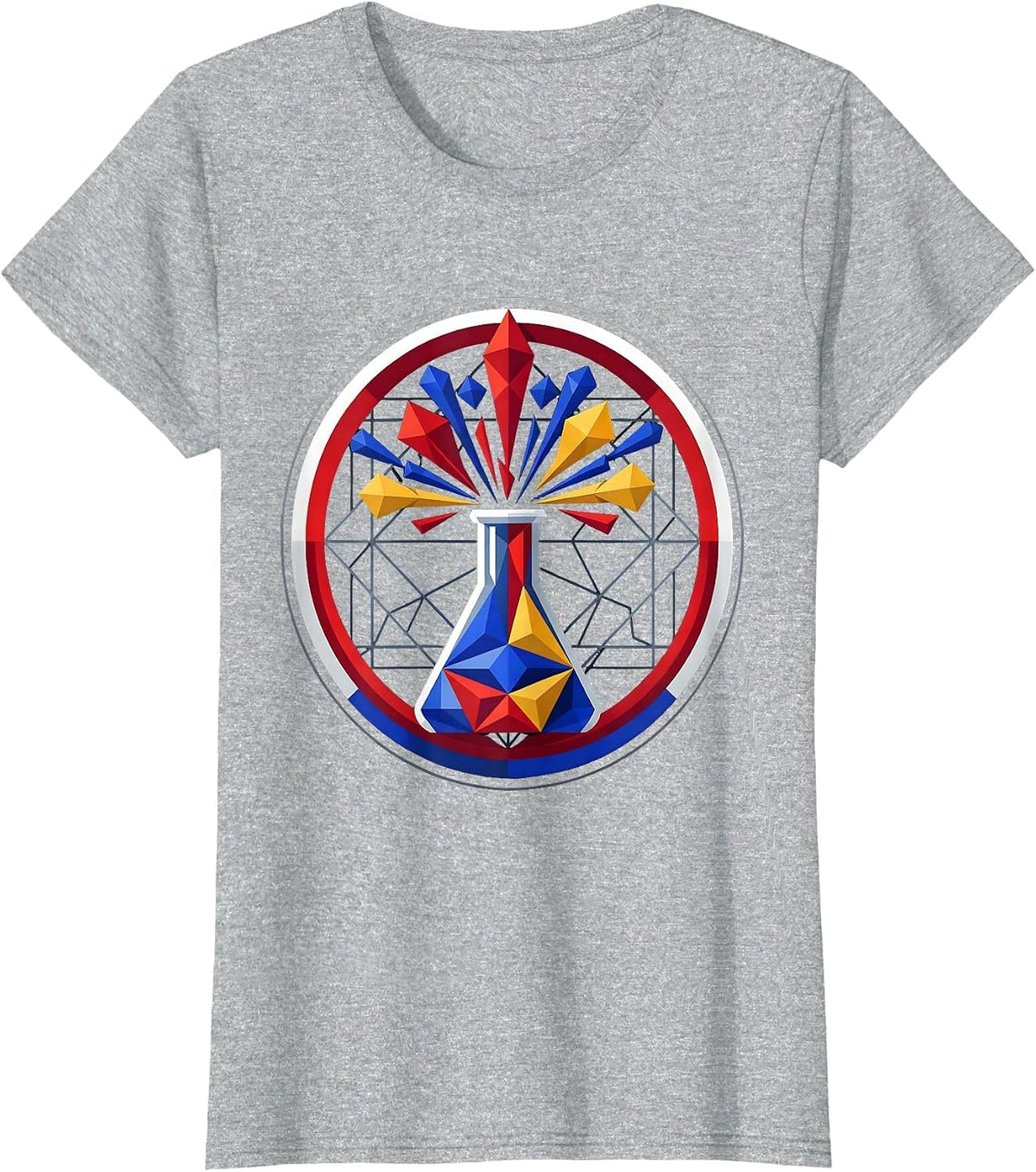 Science Teacher Colorful Chemical Explosion Beaker T-Shirt - Heather Grey