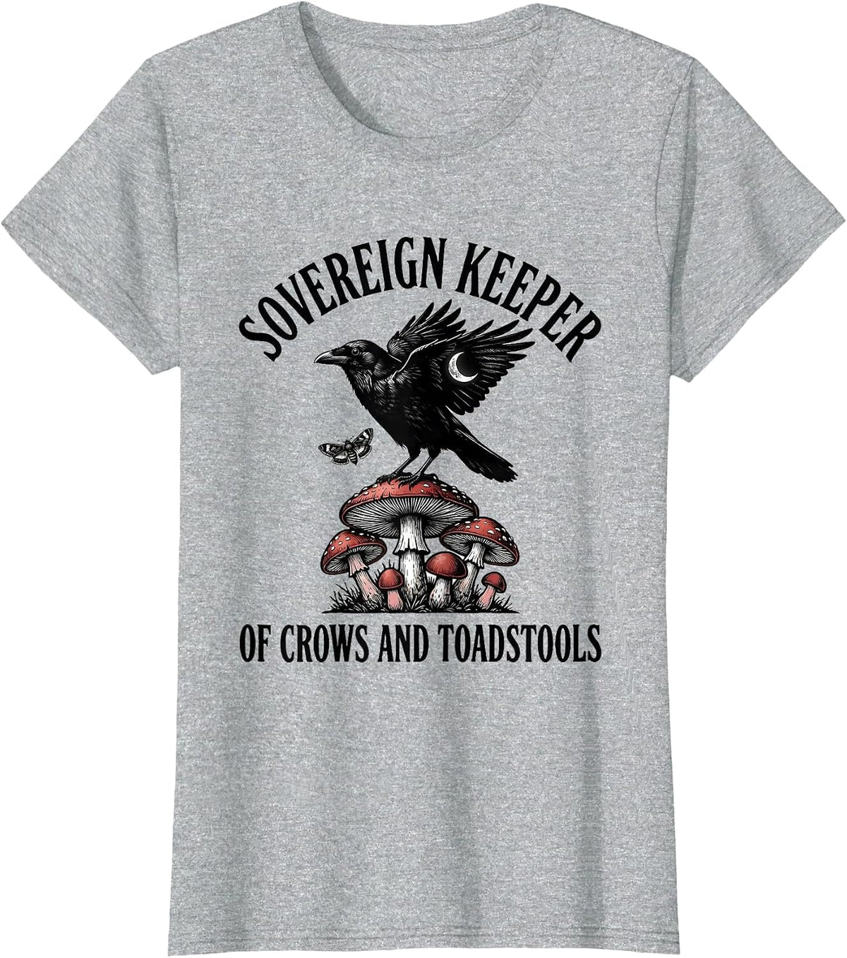 Sovereign Keeper of Crows and Toadstools Gothic T-Shirt - Heather Grey
