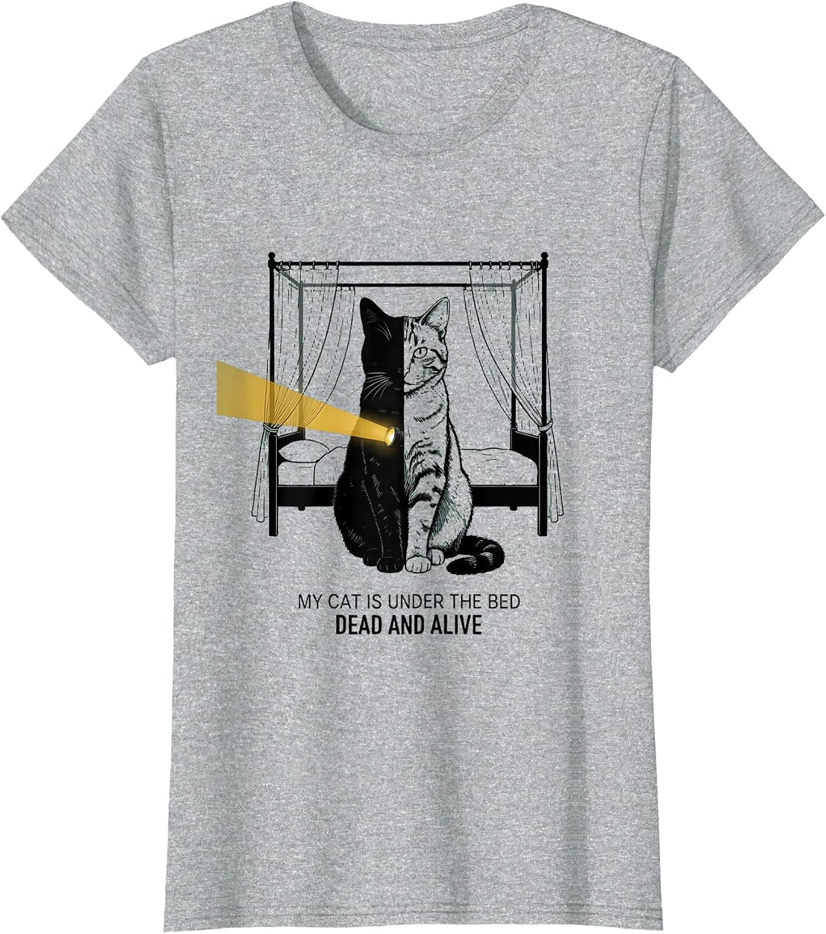 My Cat Is Under The Bed, Dead And Alive Quantum Physics T-Shirt - Heather Grey