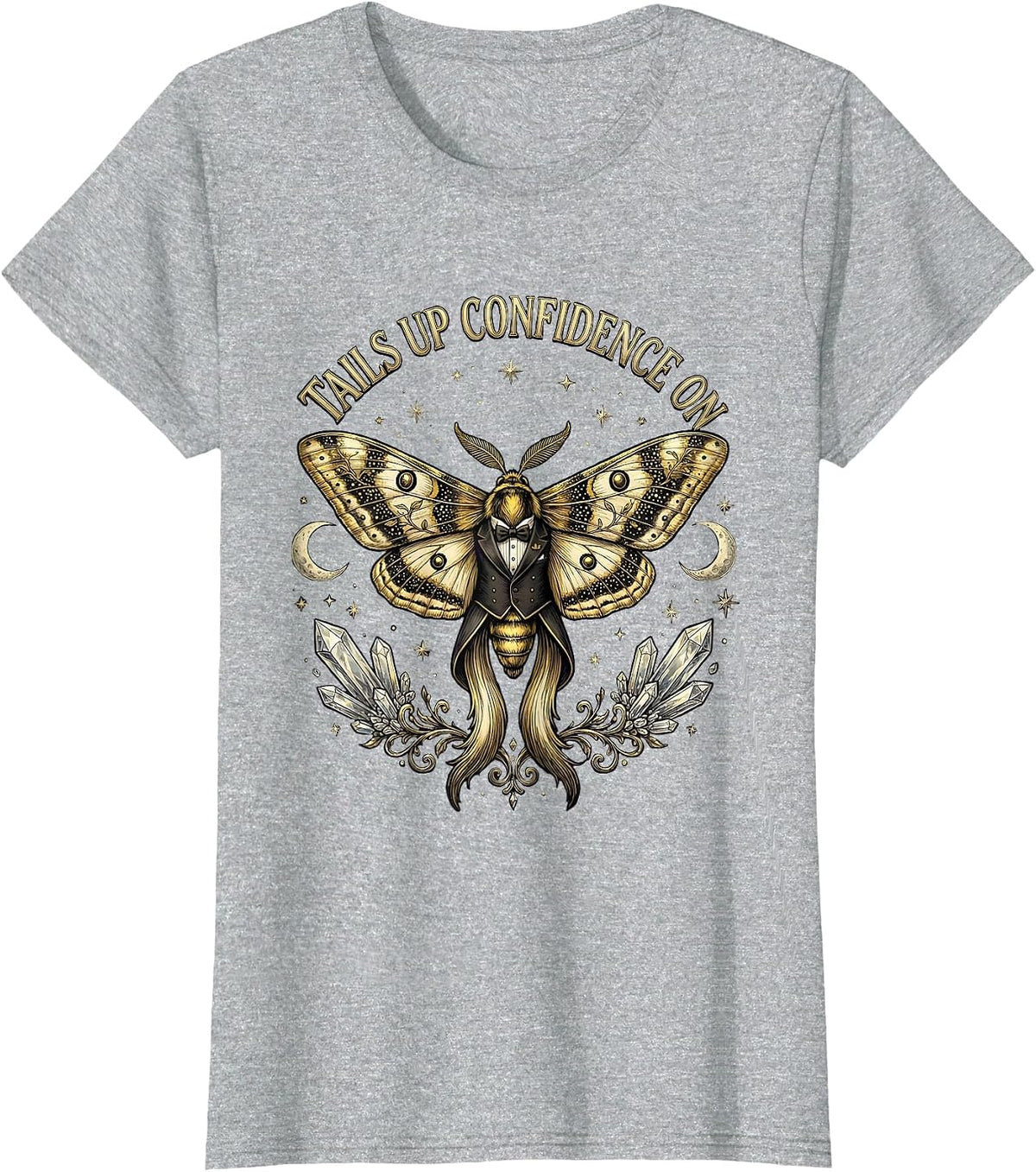 Tails Up Confidence On Tuxedo Graphic Design T-Shirt - Heather Grey