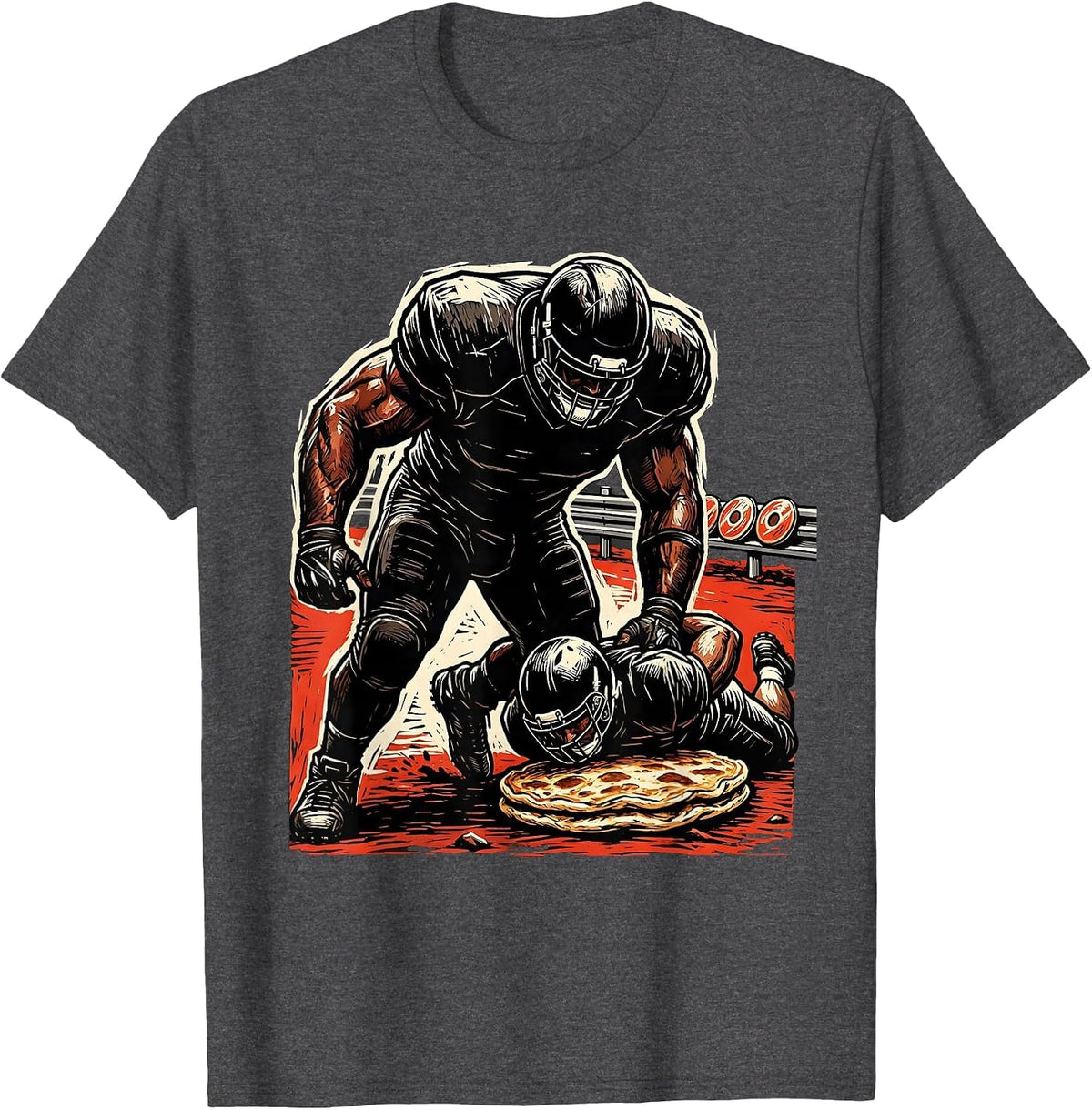 Offensive Lineman Pancake Drive Funny Football Player T-Shirt - Dark Heather Grey