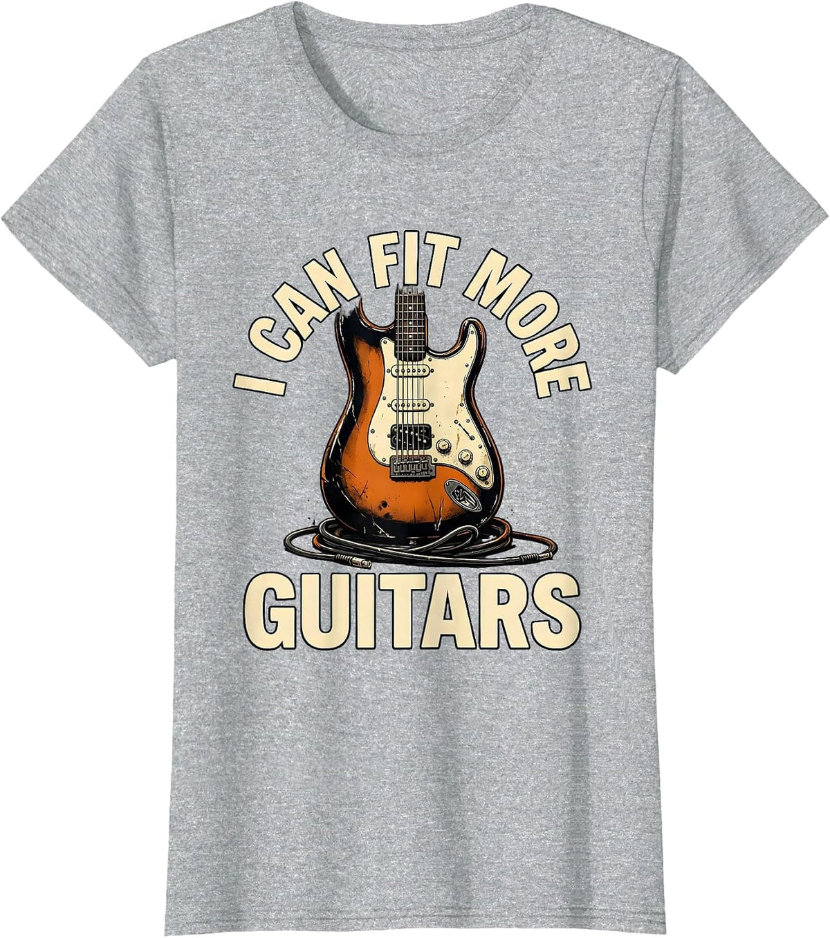 I Can Fit More Guitars Funny Guitarist Musician Vintage Rock T-Shirt - Heather Grey