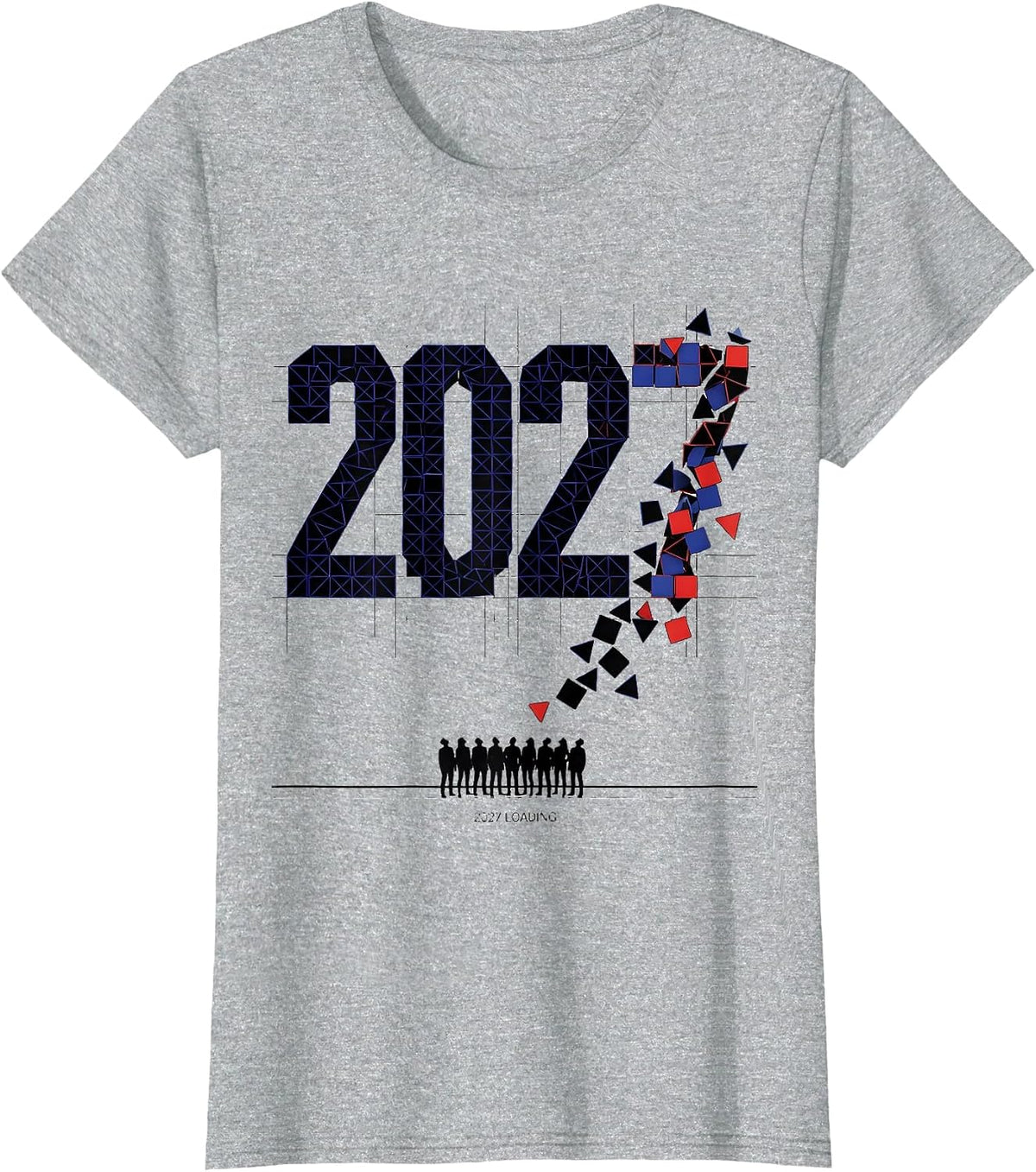 Women's 2027 Loading Geometric New Year Party Countdown Family T-Shirt - Heather Grey