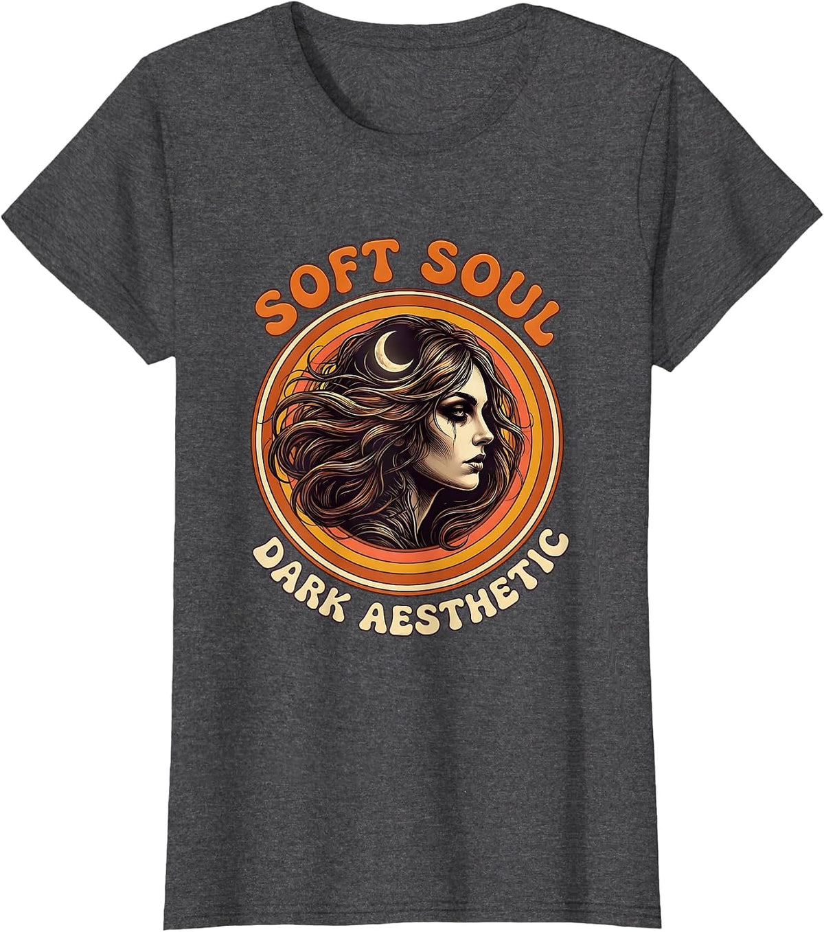 Women's Soft Soul Dark Aesthetic Gothic Design T-Shirt - Dark Heather Grey