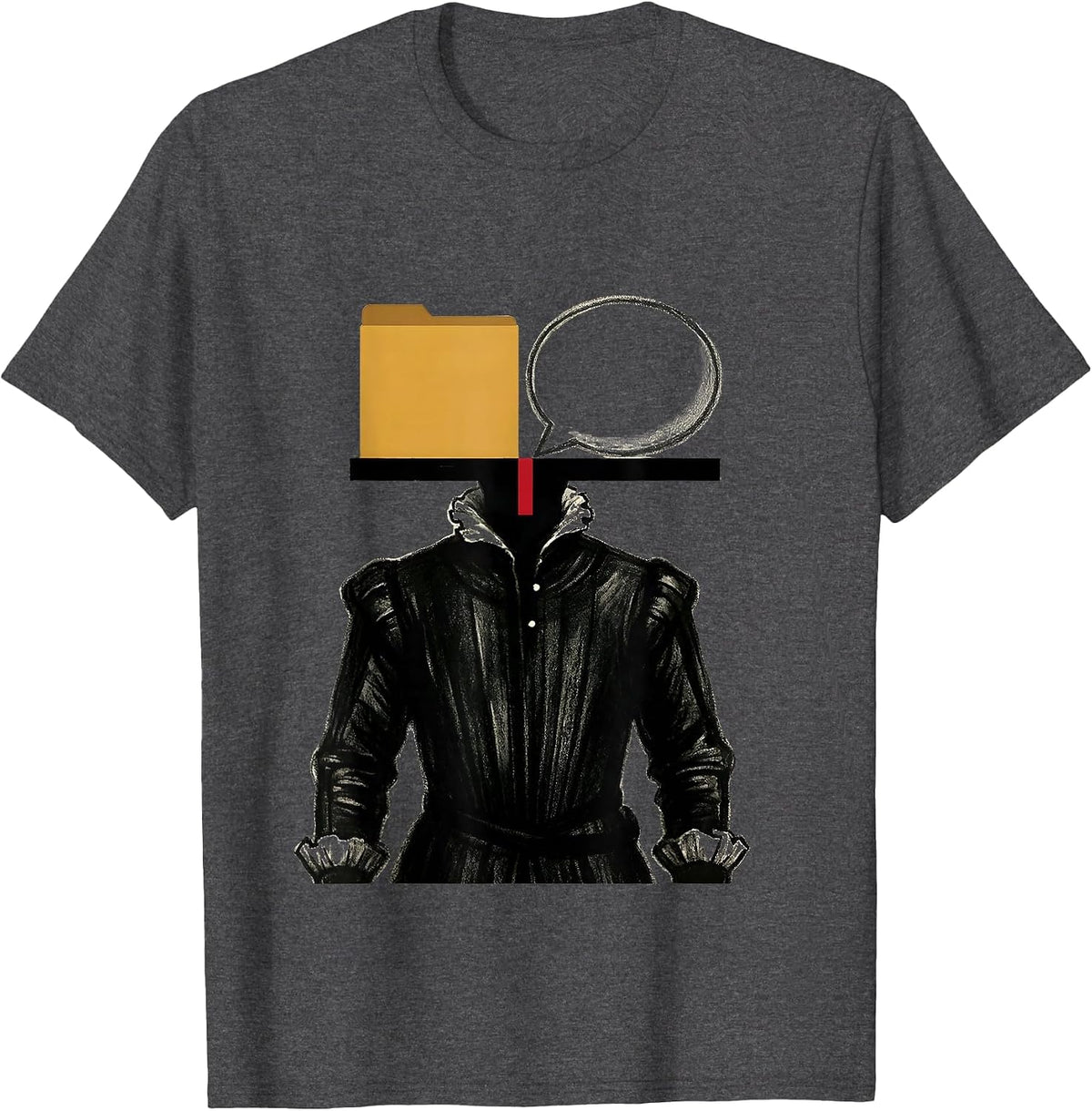 Ruff and Doublet Editorial Conceptual Shakespeare Humor T-Shirt - Dark Heather Grey