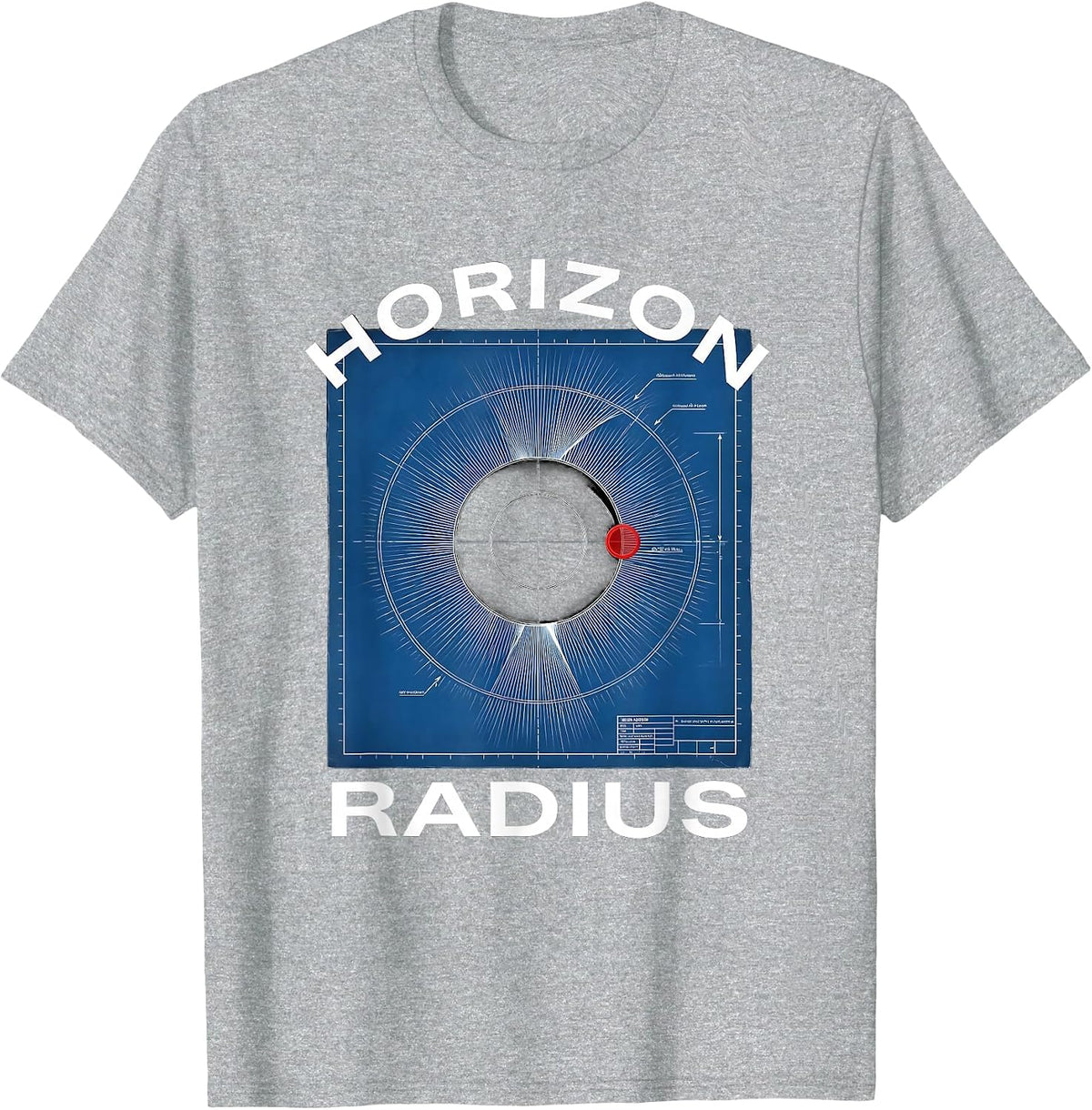 Men's Horizon Radius Technical Blueprint Astrophysics Science T-Shirt - Heather Grey