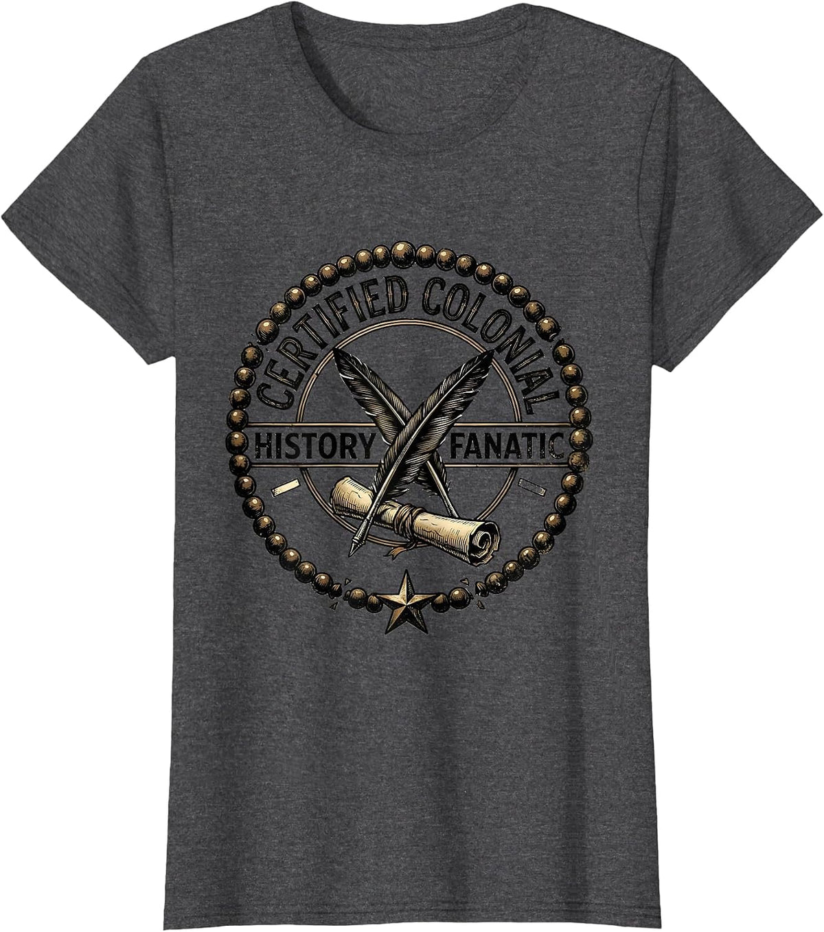 Women's Certified Colonial History Fanatic Funny History Teacher T-Shirt - Dark Heather Grey