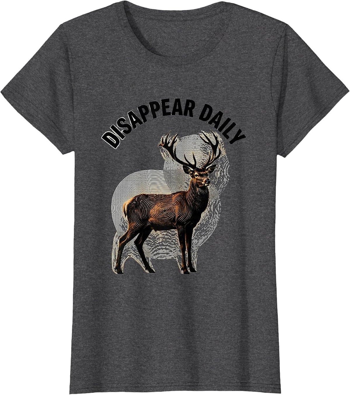 Women's Disappear Daily Bottomland Camo Hunting Design T-Shirt - Dark Heather Grey