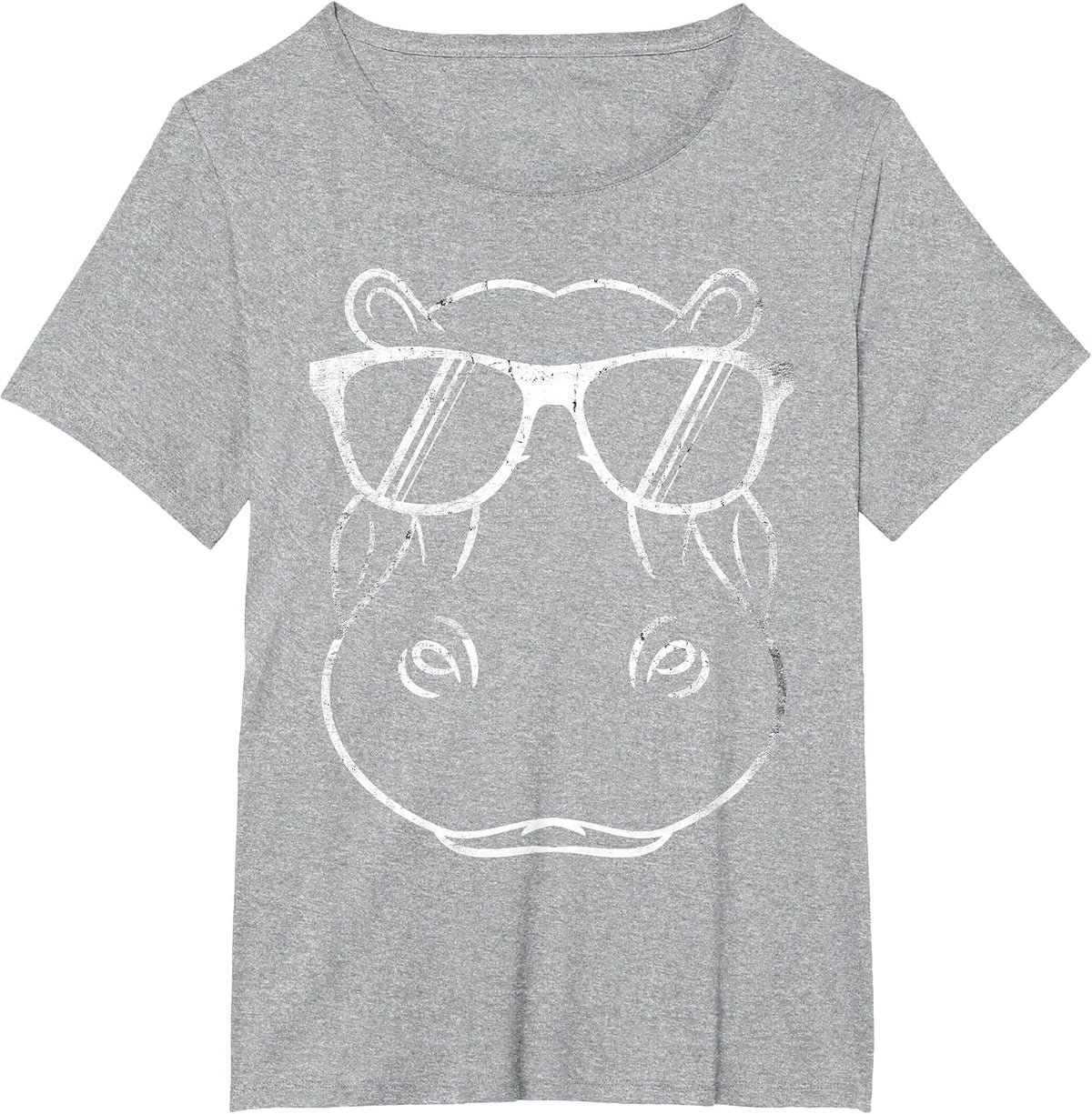 Funny Hippo Design Hippo with Sunglasses Cool Hipp T-Shirt - Heather Grey