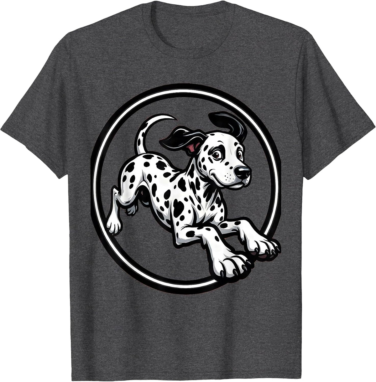Men's Ink Brush Dalmatian Running Pose Graphic T-Shirt - Dark Heather Grey