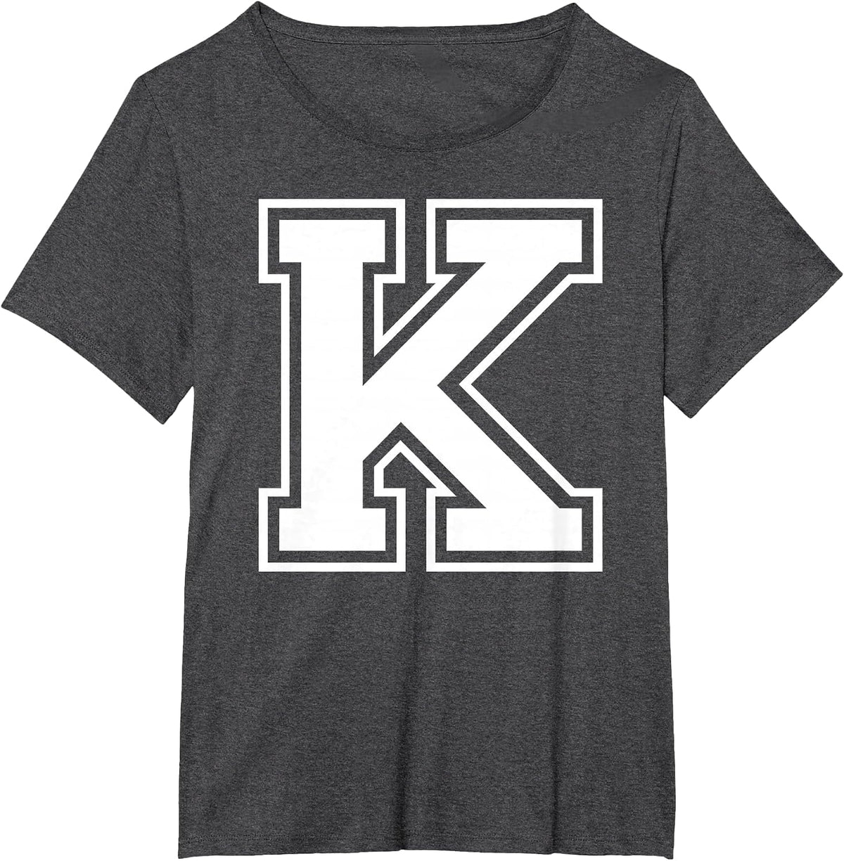 Letter K Capital Alphabet College Varsity Monogram Club T-Shirt - Dark Heather Grey