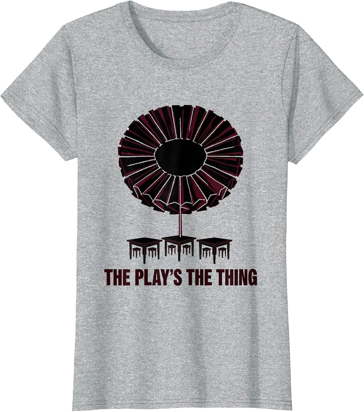 Women's The Play's The Thing Vintage Shakespeare Quote Literature T-Shirt - Heather Grey