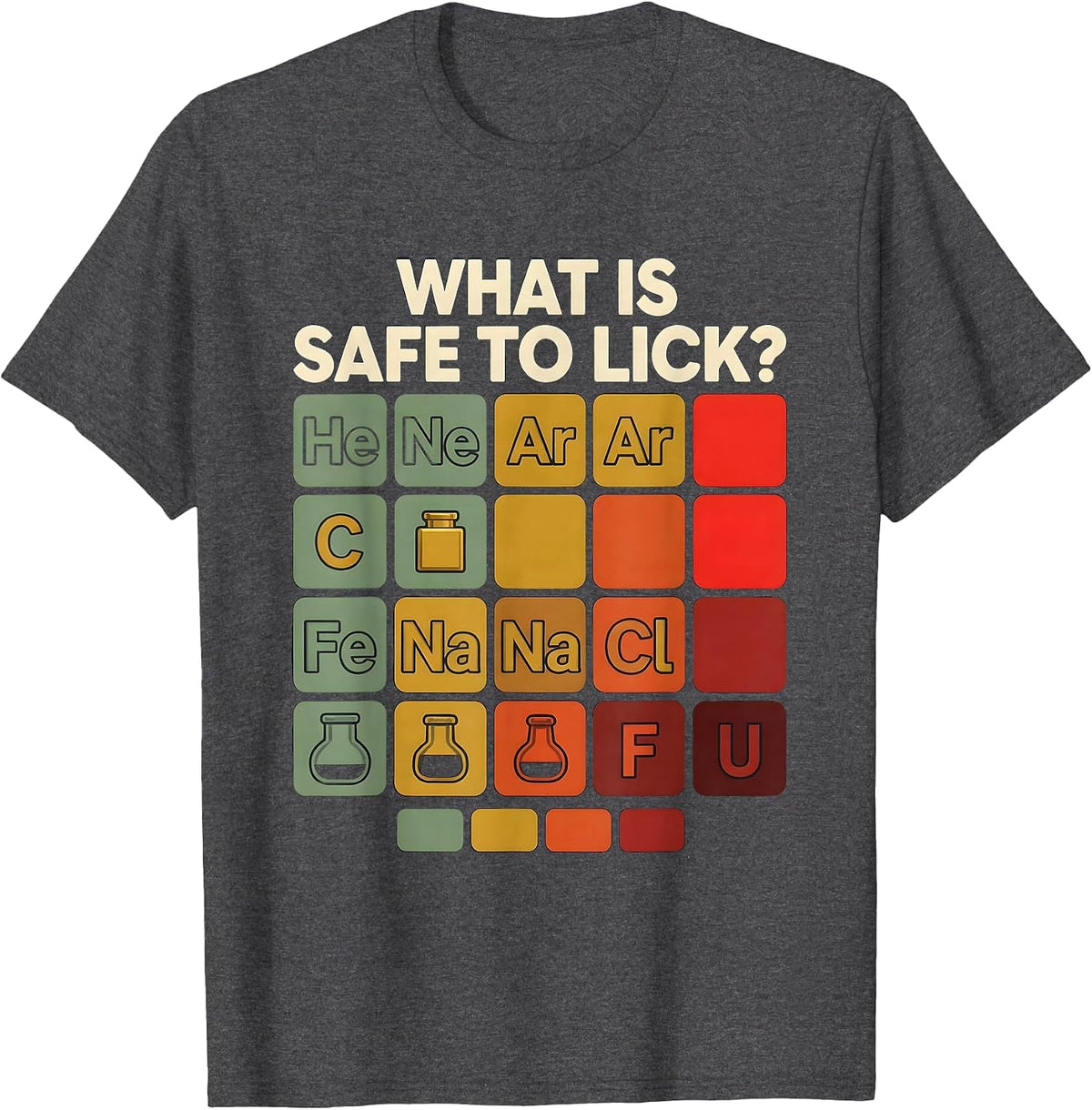 What Is Safe To Lick Funny Periodic Table Science Teacher T-Shirt - Dark Heather Grey