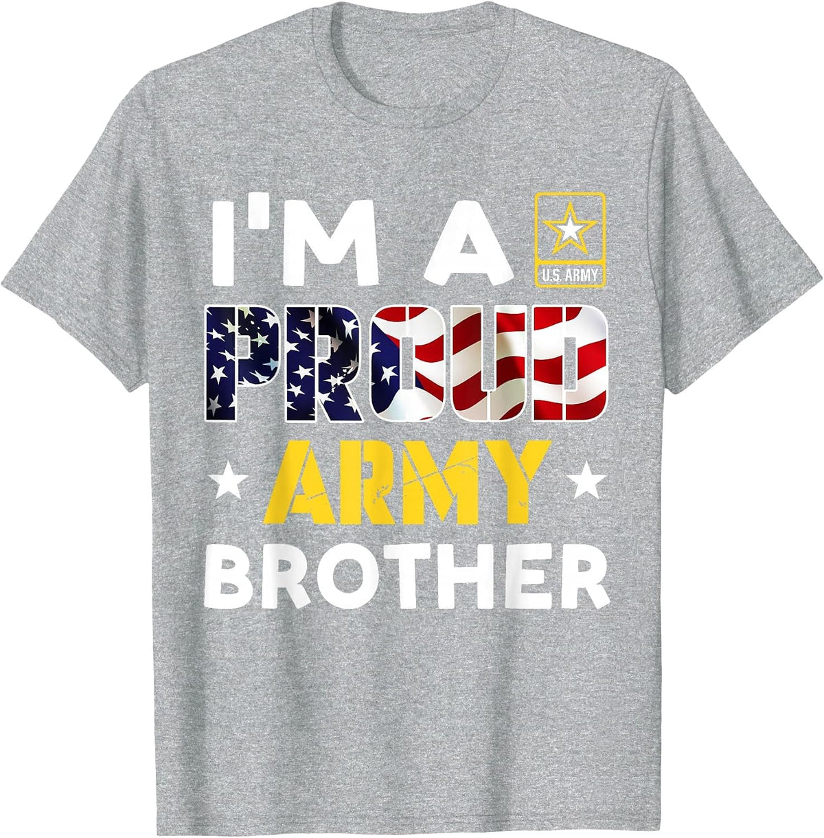 Ich bin EIN stolzer Army Brother Family Soldier Under American Flag T-Shirt - Heather Grey