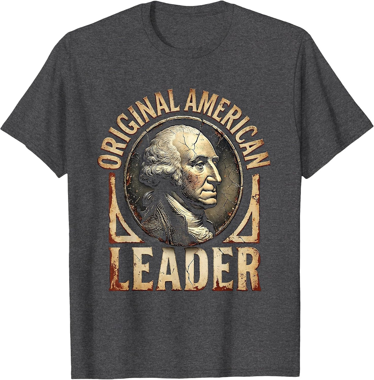 Original American Leader George Washington Design T-Shirt - Dark Heather Grey