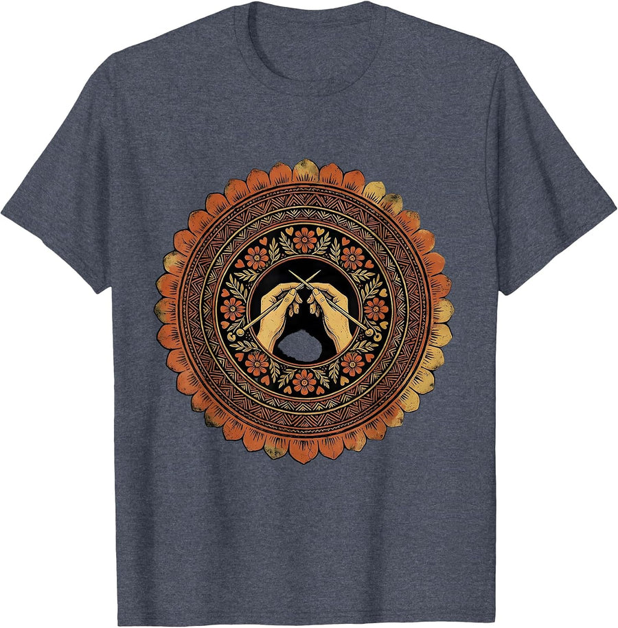 Be Kind Knitting Hands Cozy Blanket Graphic Tee T-Shirt - Heather Blue