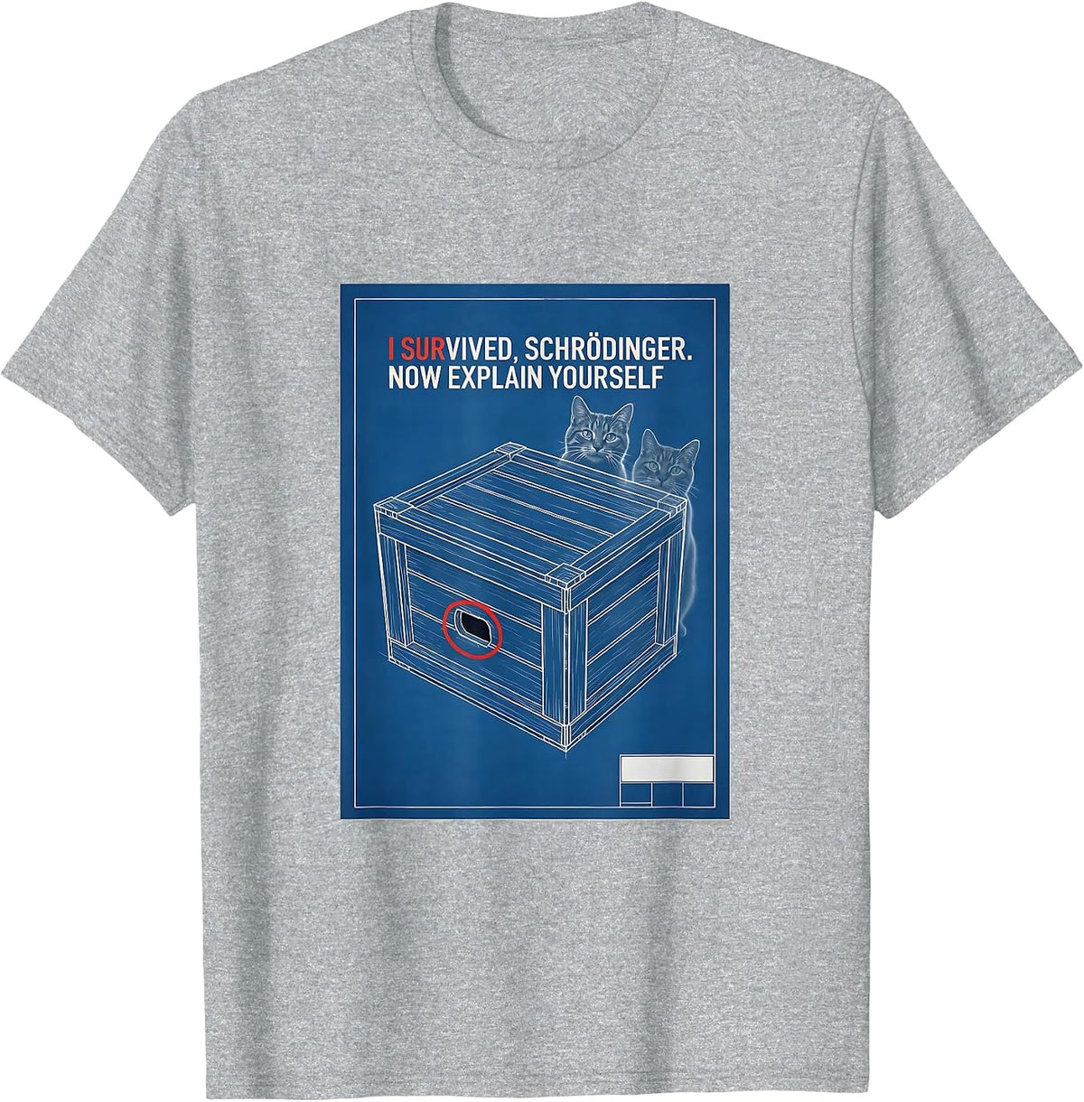Men's I Survived, Schrödinger. Now Explain Yourself Physics T-Shirt - Heather Grey