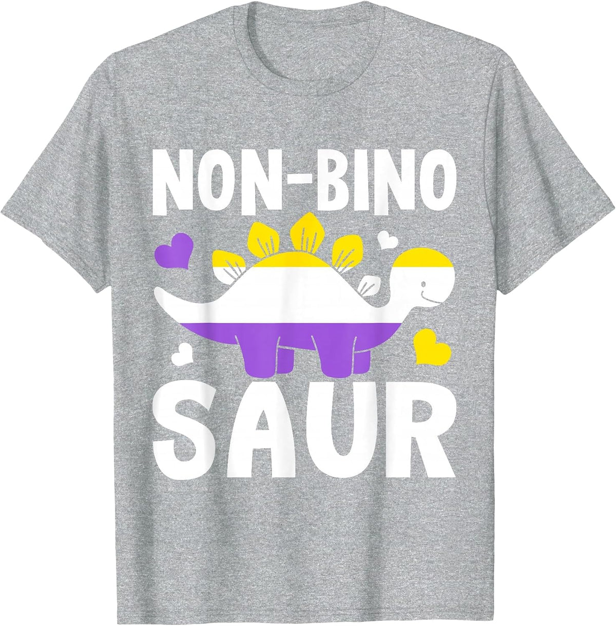 Non Bino Saur Dinosaur Aagender Non Binary T-Shirt - Heather Grey