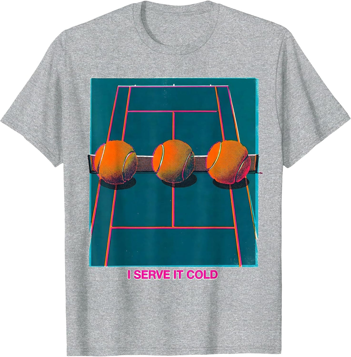 Men's I Serve It Cold Funny Tennis Player Gift for Grandpa Dad Mom T-Shirt - Heather Grey