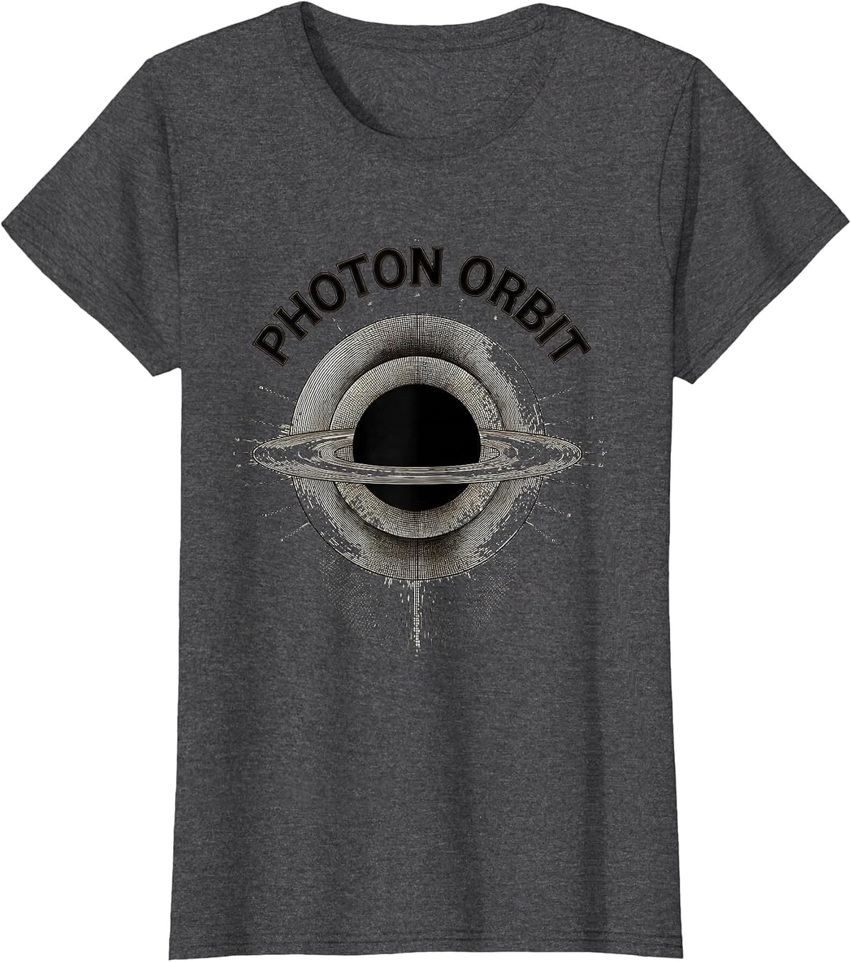 Women's Photon Orbit Crosshatch Etching Astrophysics Physics Student T-Shirt - Dark Heather Grey