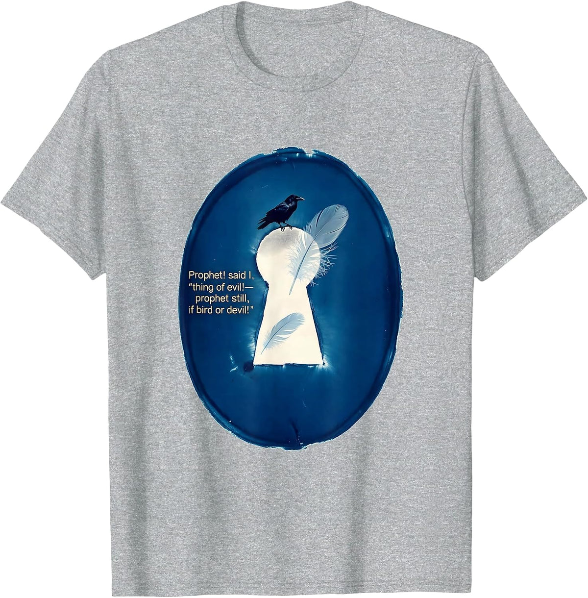 Men's Prophet Thing of Evil Raven Edgar Allan Poe Gothic T-Shirt - Heather Grey