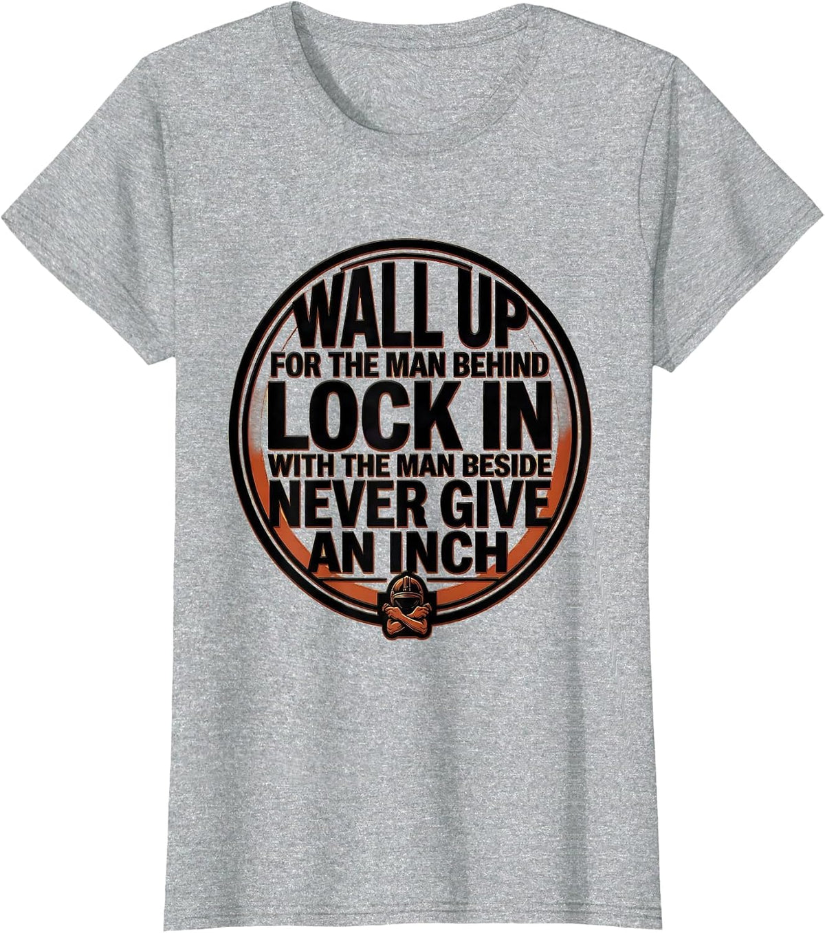 Women's Wall Up For The Man Behind Lock In Lineman Humor T-Shirt - Heather Grey