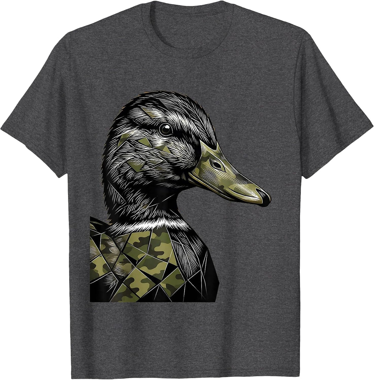 Men's Duck Camo Geometric Mosaic Graphic Tee T-Shirt - Dark Heather Grey