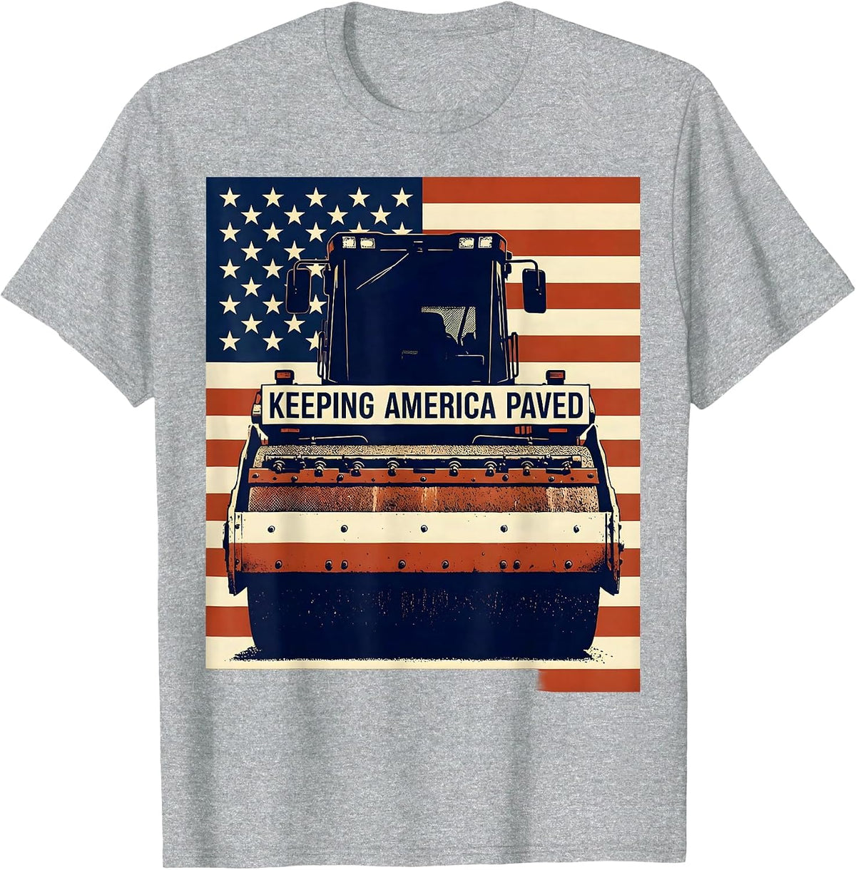 Men's Keeping America Paved Patriotic Occupation Pride Vintage T-Shirt - Heather Grey