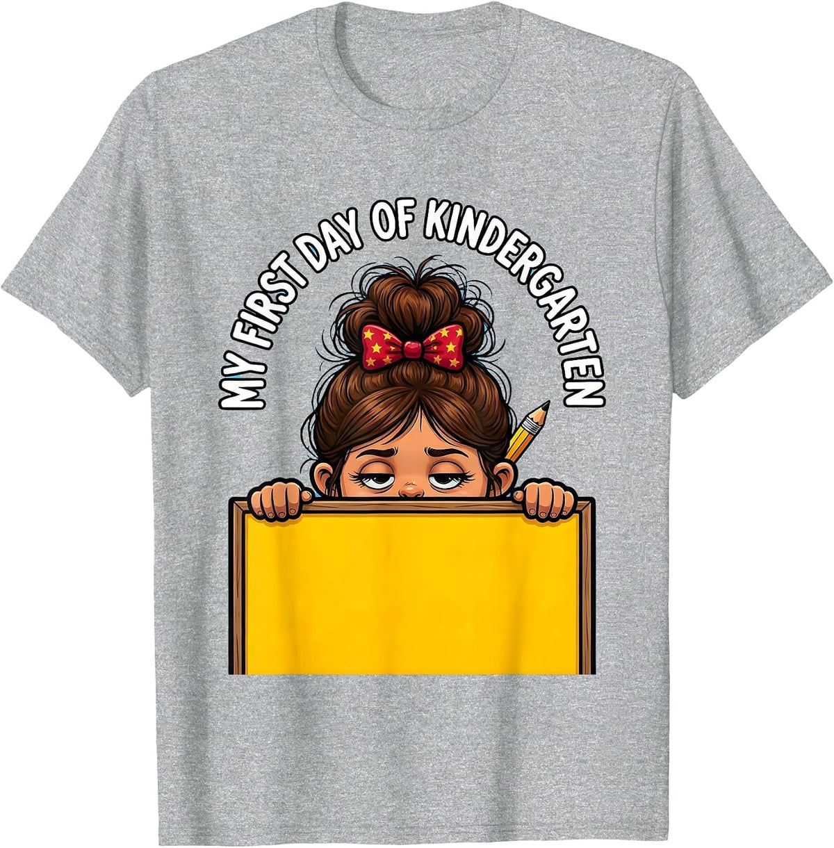 Men's My First Day of Kindergarten Funny Messy Bun Back to School T-Shirt - Heather Grey