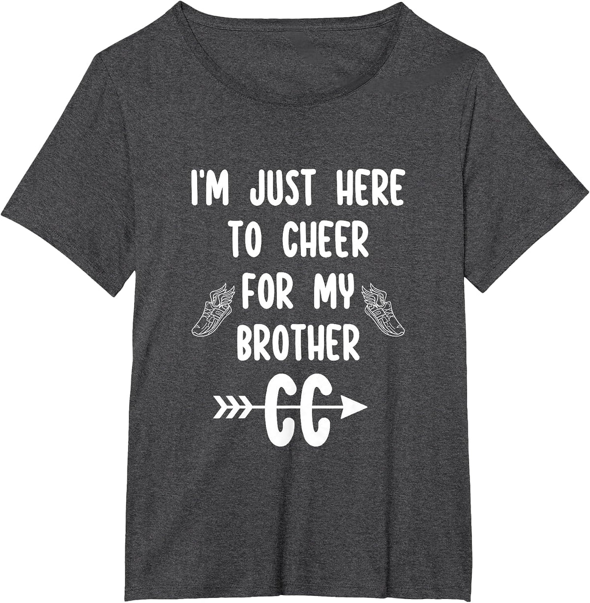 I'm Just Here to Cheer for My Brother Cross Country Running T-Shirt - Dark Heather Grey