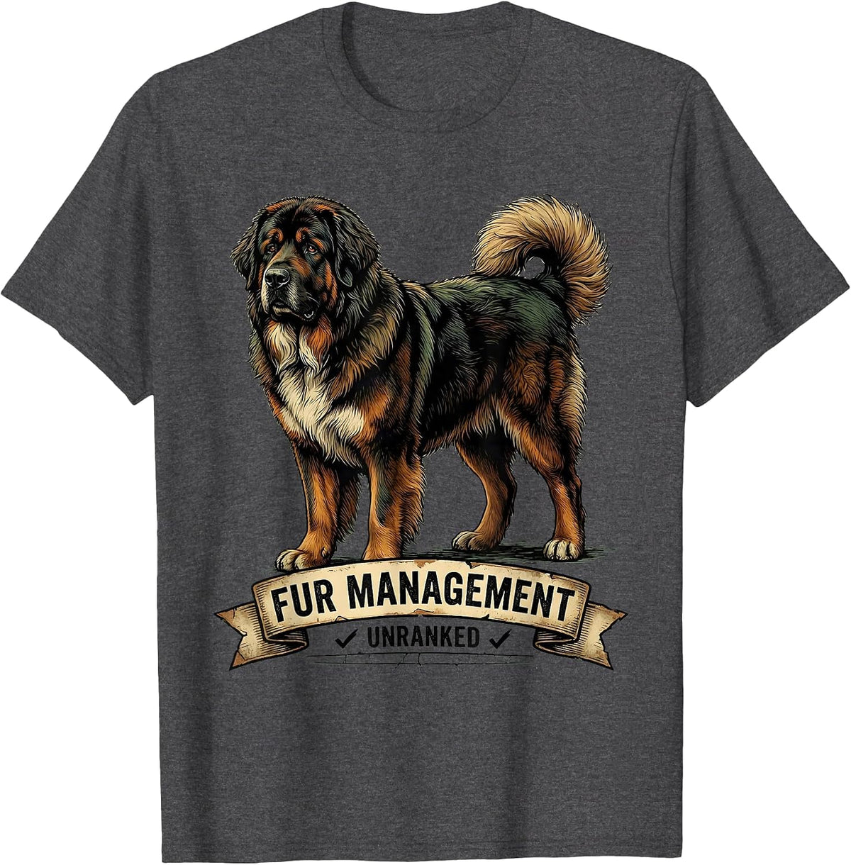 Men's Fur Management, Unranked Funny Great Pyrenees Dog Owner T-Shirt - Dark Heather Grey