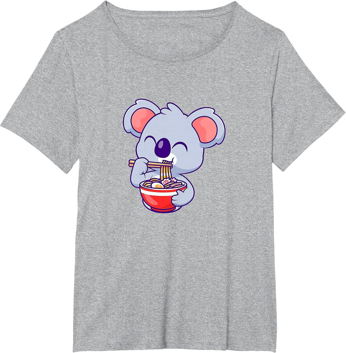 Koala Eating Ramen Noodles Cute Funny Koala Eating Noodles T-Shirt - Heather Grey