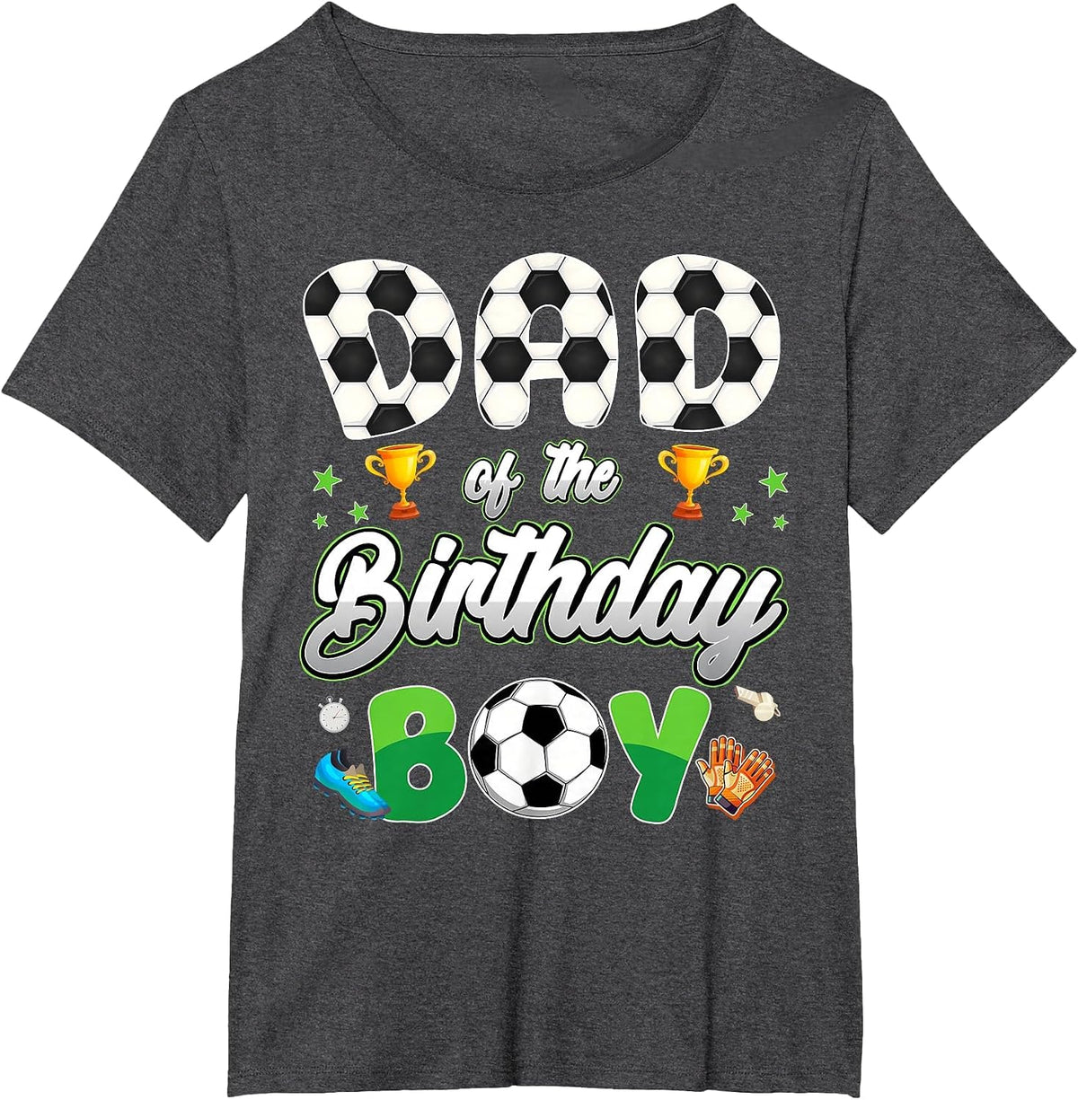Soccer Dad of The Birthday Boy Soccer Theme Family Matching T-Shirt - Dark Heather Grey
