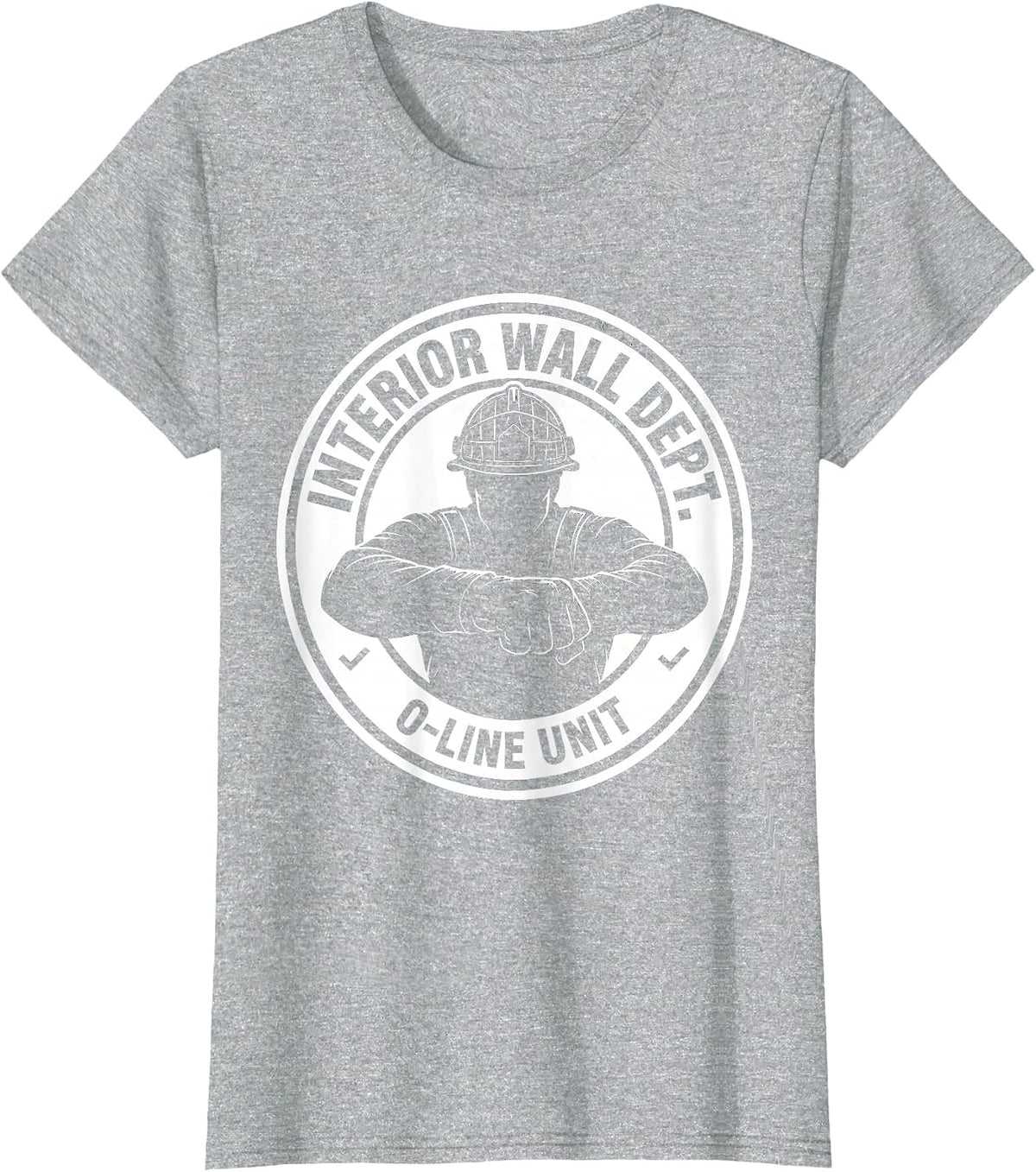 Interior Wall Dept. O-Line Unit Football Lineman Humor T-Shirt - Heather Grey