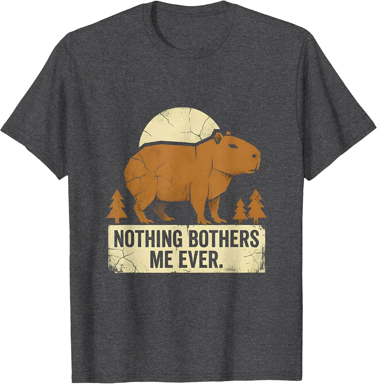 Nothing Bothers Me Ever Chill Capybara Design T-Shirt - Dark Heather Grey