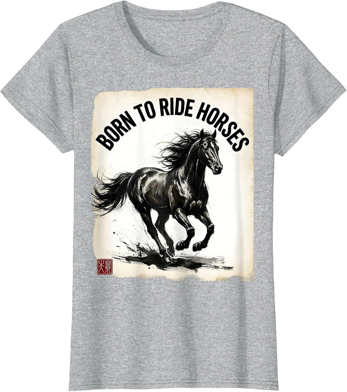 Born to Ride Horses Equestrian Design T-Shirt - Heather Grey